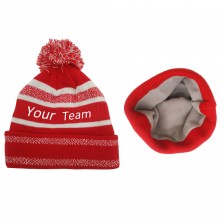 Knit Pom Pom Beanie with Cuff